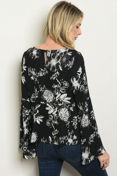 BLACK & WHITE FLORAL BLOUSE