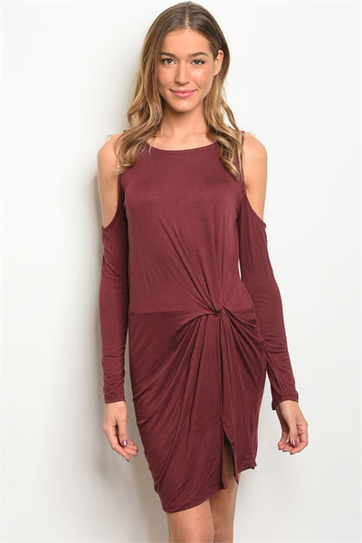 BERRY COLD SHOULDER DRESS