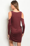 BERRY COLD SHOULDER DRESS