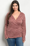 PLUS MAUVE WRAP SWEATER