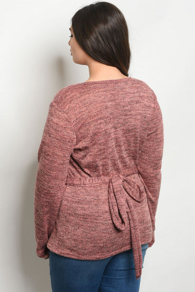 PLUS MAUVE WRAP SWEATER