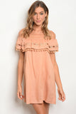 APRICOT OFF THE SHOULDER DRESS