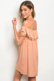 APRICOT OFF THE SHOULDER DRESS