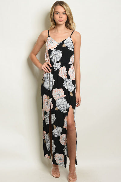 BLACK FLORAL MAXI DRESS