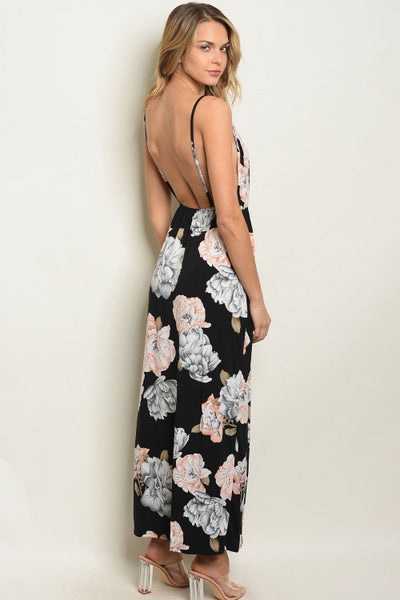 BLACK FLORAL MAXI DRESS