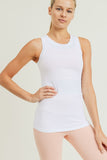 WHITE STRIPED RACERBACK TANK