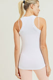 WHITE STRIPED RACERBACK TANK