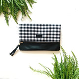 FOLDOVER BLACK & WHITE BUFFALO CLUTCH