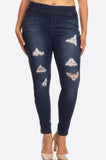 PLUS DISTRESSED JEGGINGS