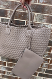 DARK TAUPE WOVEN TOTE BAG