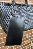 BLACK WOVEN TOTE BAG