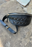 BLACK QUILTED BUM BAG