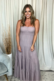 DUSTY MAUVE SMOCKED TUBE MAXI DRESS