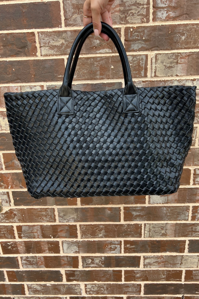 BLACK WOVEN TOTE BAG