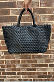 BLACK WOVEN TOTE BAG