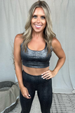 BLACK SNAKE PRINT FOIL SPORTS BRA