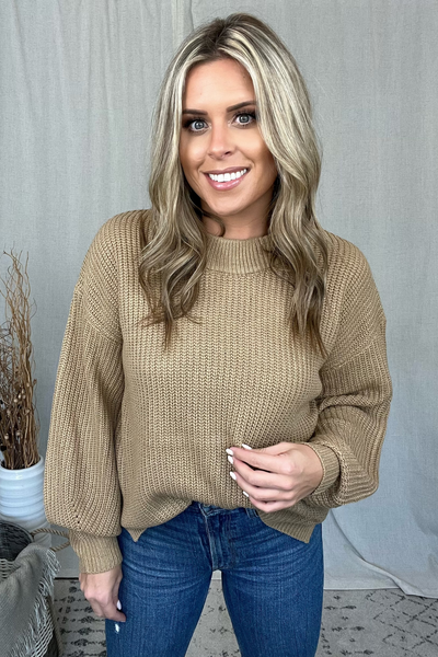 LATTE SWEATER WITH BALLOON SLEEVES