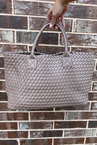 DARK TAUPE WOVEN TOTE BAG