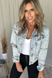 DISTRESSED LIGHT WASH DENIM JACKET