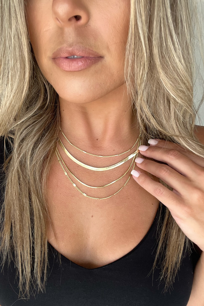 GOLD FOUR LAYER CHAIN NECKLACE