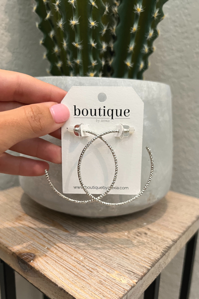 SILVER TEXTURED HOOPS
