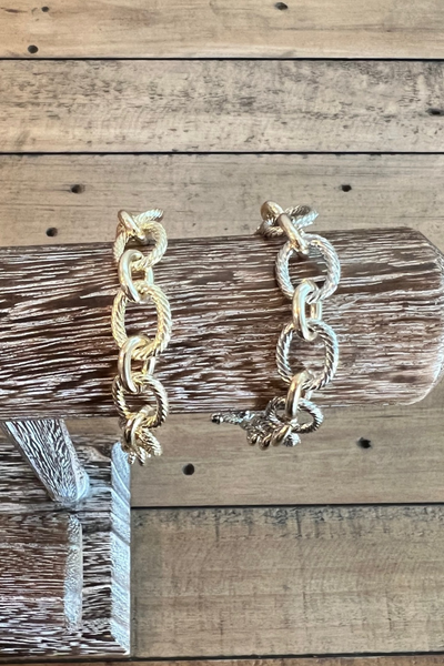 SILVER & GOLD TWO TONE LINK BRACELET WITH TOGGLE CLASP