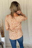 MAUVE PRINTED SMOCKED SLEEVE BLOUSE