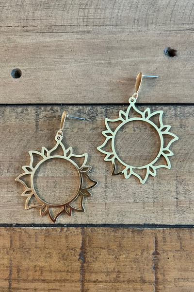 GOLD SUN CHARM DROP EARRING