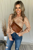MAUVE PRINTED SMOCKED SLEEVE BLOUSE