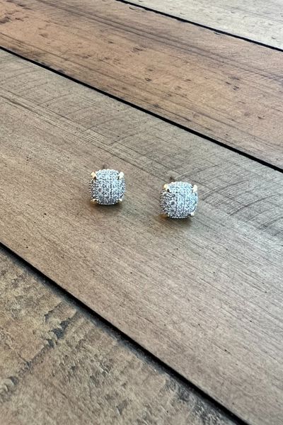 TWO TONE SQUARE PAVE CZ STUDS