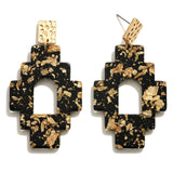 JET RESIN STATEMENT EARRING WITH GOLD LEAF