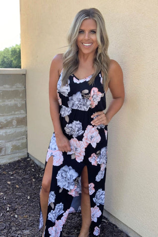 BLACK FLORAL MAXI DRESS