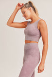 MAUVE MINERAL WASH RIBBED CUT-OUT BRA