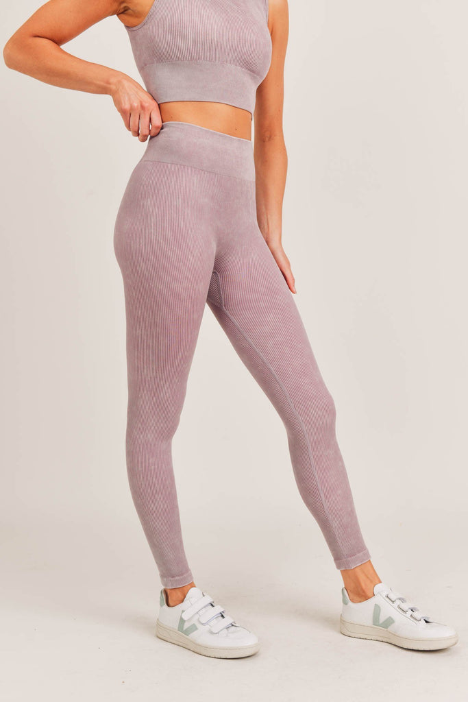 Buy Luxe Ribbed Leggings  MAUVE by Workouts By Katya online - WBK FIT