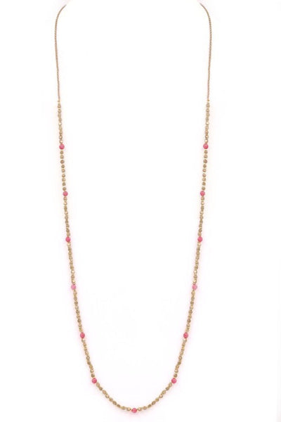 PINK & METAL BEADED NECKLACE