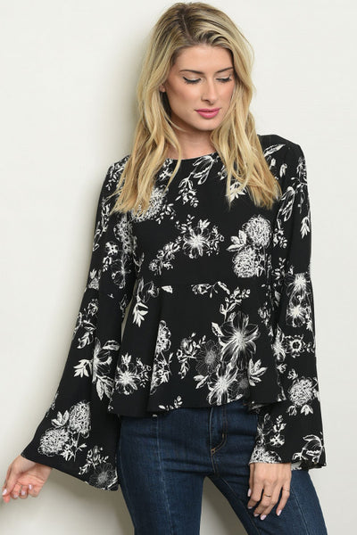 BLACK & WHITE FLORAL BLOUSE