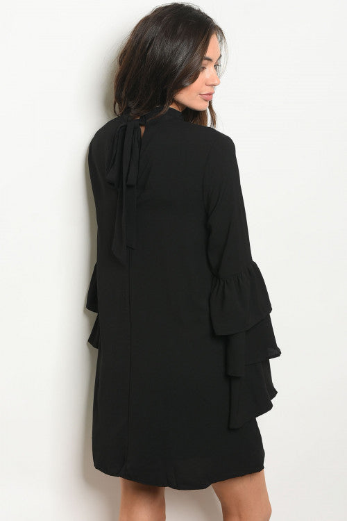 BLACK BELL SLEEVE CHOKER DRESS Boutique by Alexia BLACK BELL SLEEVE CHOKER DRESS Boutique by Alexia